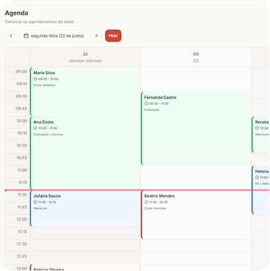 Tela da agenda do Easy Salon