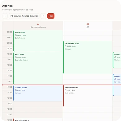 Tela da agenda do Easy Salon
